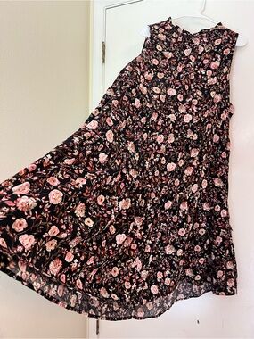 Time and Tru Black Floral Flowy Midi Dress Size XXL